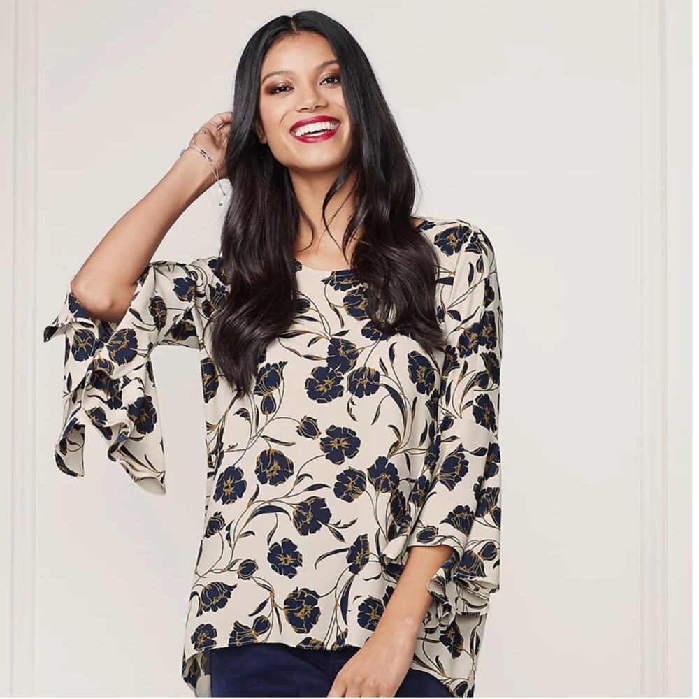 LC Lauren Conrad Runway Collection Floral Print Flutter Top